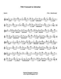 79th Farewell to Gibraltar Bagpipe Sheet Music - Learn bagpipe tune 79th Farewell to Gibraltar