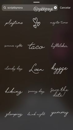 an iphone screen with different types of writing on it