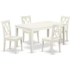 a white table and four chairs sitting next to each other