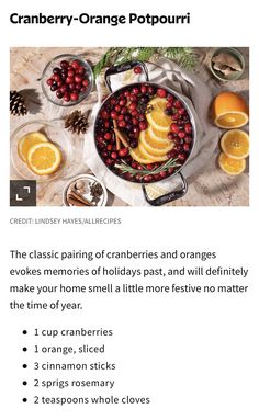 the recipe for cranberry orange potpouri