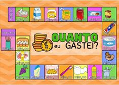 the board game quanto el gaste is shown in orange and yellow colors with words on