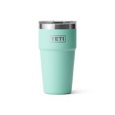 the yeti travel mug is shown in mint green