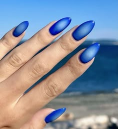 Aura Nails Blue, Blue Aura Nails, Blue Nail Ideas, Cruise Nails, Aura Nails, Blue Aura, Airbrush Nails, Summery Nails, Pretty Gel Nails