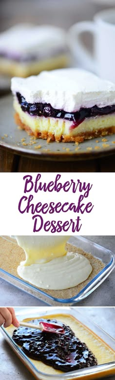 blueberry cheesecake dessert on a plate