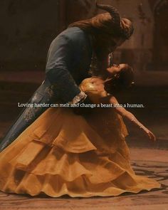 beauty and the beast quote about love for each other on their wedding day, with an image of princess and beast kissing