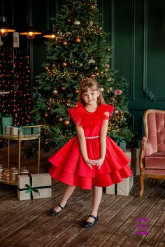 Every girl dreams of becoming a princess, and we created this Christmas dress just for that! This red dress perfect for a birthday, Christmas, bridesmaid and any special occasion. This dress is sewn with love. Done especially for you. With exclusive attention even to the smallest details. The top of dress is made of quality satin (crepe) The lining of dress is 100%-cotton. There is a removable bow on the back of the waistband. This dress may be sewed in other colours. If your measurements don't fit to our standards we may sew a dress individually. You should give the measurements before ordering to ensure the correct size: 1) height of a child. 2) bust(chest) of a child. 3) length of sleeve. 4) length of dress (above the knee, below the knee, to the floor). Do not hesitate to contact us if Red Christmas Dresses For Kids, Gown With Feathers, Christmas Outfit Red, Red Tutu Dress, Kids Christmas Dress, Baby Christmas Gift, Toddler Christmas Dress, Red Tutu, Xmas Outfits