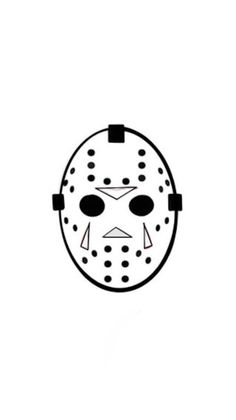 a hockey mask drawn in black and white