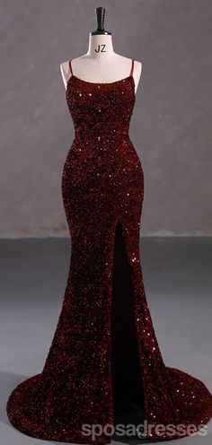 Burgundy Mermaid Spaghetti Straps Backless Cheap Prom Dresses,13057The Long Evening Prom Dresses are fully lined, there are bones in the bodice, chest pad in the bust, lace up back or zipper back are all available, it could be custom size and color, there are no extra cost to do custom order.Description 1, Material: sequin, lining.2, Color: it can be in custom color, please contact us and tell us style number, then we will send you more colors to choose.3, Size: standard size or custom size, if Red Prom Dress Sparkly, Maroon Prom Dress, Red Mermaid Dress, Red Prom Dress Long, Wedding Cloak, Dark Red Dresses, Prom 2024, Classy Prom Dresses, Stunning Prom Dresses