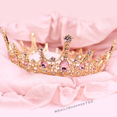 This Is A Brand New Rose Gold Toned Pink Crown. This Beautiful Crown Features Large Pink Glass Rhinestones, Smaller Clear Glass Rhinestones, Ornate Filigree, And Inner Loops For Pinning To The Head For A Secure Fit. High-Quality! Perfect For Special Occasions, Weddings, Bachelorette Party, Princess Costumes, Disney Bounding, Photo Shoots, And More! New To Poshmark? Use The Invite Code Dailyshopper73 When You Create Your Account For $10 Off Your First Purchase! Wedding Dresses Pink Rose Gold, Pink Princess Jewelry For Wedding, Glamorous Pink Crystal-embellished Jewelry, Pink Crown-shaped Wedding Jewelry, Elegant Pink Crown-shaped Jewelry, Pink Crown Aesthetic, Pink And Gold Aesthetic, Gold Circlet, Ipad Makeover