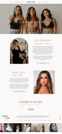 an image of a website page for a hair salon