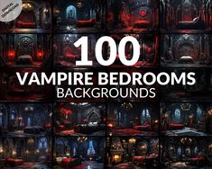 the cover of 100 vampire bedroom backgrounds in photoshopped and text overlays