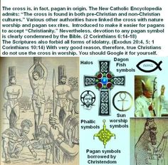 The cross is, in fact, pagan origin.The bible forbids idolatry worship. Exodus 20:4,5 1corinthians 10:14. JW.org has more info.