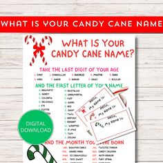 what is your candy cane name? - printable christmas game for kids and adults