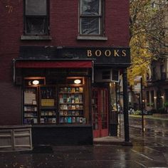 a book store on a rainy day in the rain