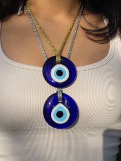 material: Glass evil eye  📌 rope size adjustable you can use any size you want📌 Niye:There is no any metal in this necklace Those who are allergic to metal can use it easily Note: You can find all kinds of evil eye necklaces, earrings, cartilage earrings, rings and bracelets at my shop. please visit our shop ♥ ️ thank you 😊 Since the evil eyes are handmade, there may be 1-2 millimeters difference in size. EVİL EYE BEAD STORY Generally, evil eye beads are shaped like eyes. The eye is also call Big Evil Eye Necklace, Eye Necklaces, Witch Supplies, Earrings Cartilage, Sterling Silver Name Necklace, Glass Evil Eye, Long Chain Earrings, Evil Eye Necklace Gold, Good Luck Necklace