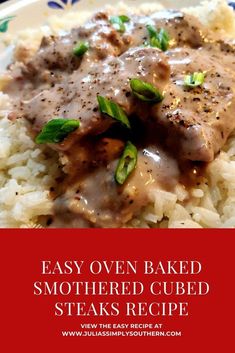 an easy oven baked smothered cubed steaks recipe with gravy