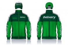 Delivery Uniform, Cap Template, Uniform Jacket, In Logo, Vector Template, Tracksuit Set, Jacket Design, Work Shirts, Premium Vector