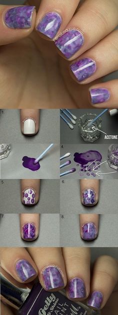 60 Easy Nail Art Tutorials Step By Step - Gravetics Watercolor Nails, Marble Nail Designs, Tattoo Henna, Marble Nail Art, Super Nails, Nail Swag, Art Easy, Trendy Nail Design, Simple Nail Designs