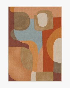 an abstract rug with various colors and shapes