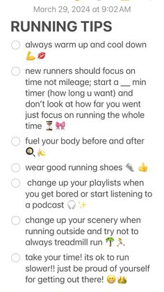 a text message that reads running tips