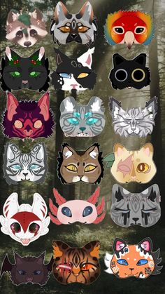 an image of many different cats in the woods