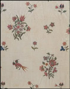 an old wallpaper with flowers and birds on it