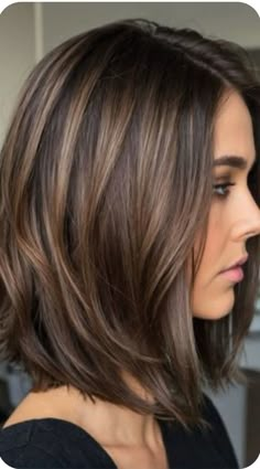 Rambut Brunette, Dark Blonde Hair Color, Brunette Hair With Highlights, Long Bob Haircuts, Shoulder Length Hair Cuts, Hair Affair, Trendy Hair Color