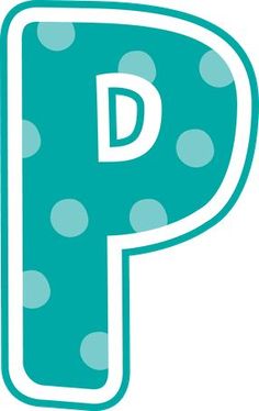 the letter p is made up of polka dots and has a blue background with white letters