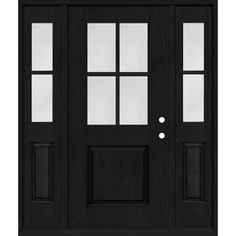 Add elegance and durability to your entryway with the Regency pre-finished fiberglass door. It features a mahogany grain with a rich prefinished color stain and clear glass. Engineered with a 3 in. Solid LVL door edge and polyurethane core, this fiberglass unit simulates the resonance of real wood. It has a rot-free system that is designed with a composite frame, protecting it against the effects of the elements. Color: Oynx. Glass Hinges, Fiberglass Door, Weather Stripping, Single Doors, Exterior Doors, Real Wood, Glass Door, Door Decorations, Clear Glass