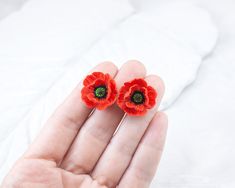 Red poppy miniature stud earrings Earrings are not large and they are comfortable to wear every day. Earrings will be a wonderful gift for a lover of flowers Flowers are made by hand from polymer clay, not fragile, strong, not afraid of water. * * * * * * * * * * * * * * * * * * * * * * * * * * * * * * *  The Earrings in the photos was SOLD.  You will receive a repetition of this Earrings  Since this is handmade item, every new good may be varying slightly, but the overall look will match that s Clay Poppy, Xmas Earrings, Red Flower Earrings, Hand Painted Earrings, Friend Jewelry, Painted Earrings, Red Poppy, Summer Earring, Red Earrings