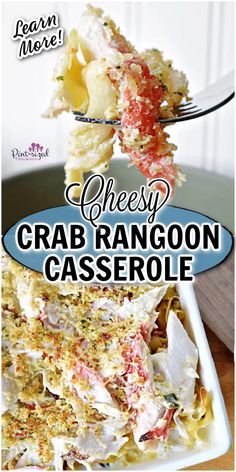 crab rangoon casserole Recipes For Family Gatherings, Crab Casserole Recipes, Crab Rangoon Casserole, Imitated Crab Recipes, Easy Crab Rangoon, Crab Bake, Crab Dishes, Candy Cupcake