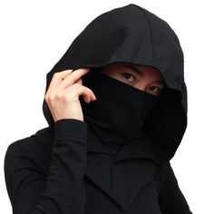 PRICES MAY VARY. Lightweight summer fabric Great for layering Costume or casual Removeable mask This hood is made of linen and is a great lightweight summer layer. It is a one size fits all and is designed to compliment any non-hooded garment, great for both casual and costume. The hood also has an integrated scarf/mask that can be removed easily if desired. Black Hooded Jacket For Cosplay With Adjustable Hood, Casual Solid Hooded Balaclava, Cyberpunk Black Hoodie With Adjustable Hood, Black Hooded Balaclava With Adjustable Hood, Black Windproof Hooded Balaclava, Black Techwear Hoodie With Double-lined Hood, Cool Mask, Supernatural Outfits, Hoodie Costume