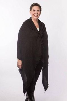 Chemotherapy Wrap Black Knit Long Shoulder Wrap with Rosette Chemo Wear Chemotherapy Gift Shoulder Wrap, Black Knit, Clothes Gift, Dark Purple, Long Sleeve Tshirt Men, Gifts For Women