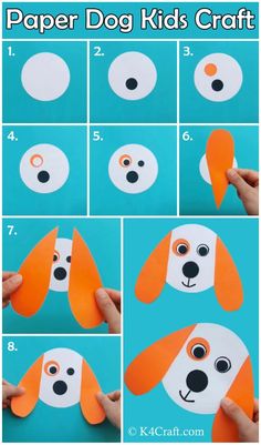 how to make paper dog crafts for kids with pictures and instructions on the front page