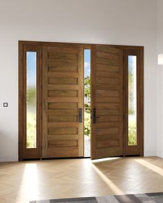 two wooden doors in an empty room