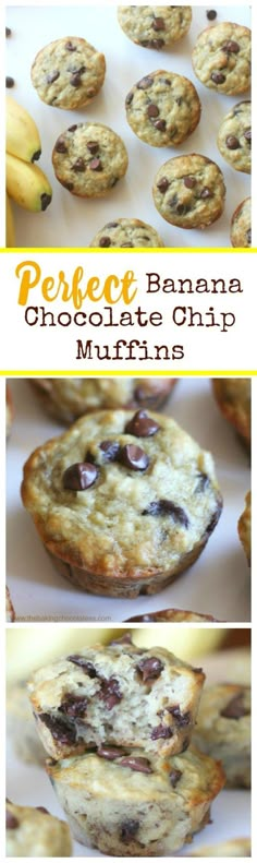 Perfect Banana Chocolate Chip Muffins! Fluffy & Moist! Banana Chocolate Chip Muffins, Banana Chocolate, Hash Brown, Banana Chocolate Chip, Chocolate Chip Muffins, Make Ahead Breakfast, Banana Muffins, School Snacks, Chocolate Banana