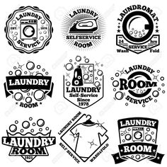 set of vintage laundry labels and emblems