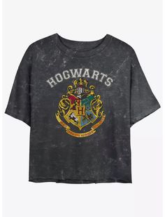 Harry Potter Hogwarts Logo Womens Mineral Wash Crop T-Shirt Harry Potter Shirt Design, Hogwarts Logo, Harry Potter Tee, Harry Potter T Shirt, Harry Potter Shirt, Orlando Trip, Harry Potter Merch, Harry Potter Shirts, Harry Potter Gifts