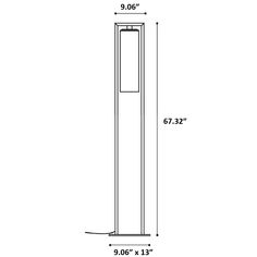 a drawing of a tall metal pole with measurements for the height and width of each pole