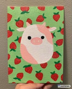 a painting of a pig with strawberries on it