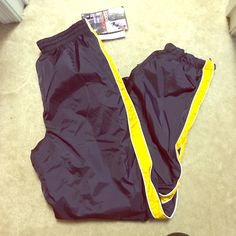 Super Retro! These Bad Boys Are Reversible: Gray Jersey-Like/Sweats Like Material On One Side, Blue And Yellow Stripe On The Other (Not Jersey, Unsure Of The Material, Similar To Track Pants). Size Small. Zippers On The Ankles. Pockets Only In The Great Sweat Side. Brand New With Tags. Brand Is Nyclassic Sportswear. Yellow Stripes, Blue And Yellow, Blue Gray, Track Pants, Blue Grey, Pant Jumpsuit, Pants For Women, Track, Brand New