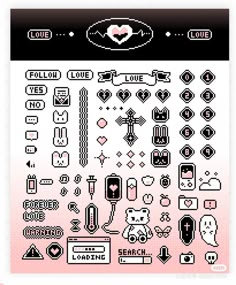 a sticker sheet with different types of tattoos on it, including hearts and arrows