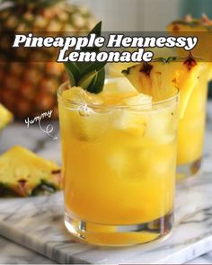 pineapple juice, Hennessy, & lemonade that simple 😋 Hennessy Lemonade, Hennessy Drinks, Hennessy Cognac, Alcholic Drinks, Cocktail Drinks Alcoholic, Pineapple Drinks, Mixed Drinks Alcohol, Yummy Alcoholic Drinks, Liquor Drinks