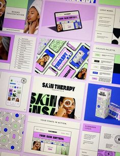 the skin therapy brochure is displayed on a purple background with photos and text