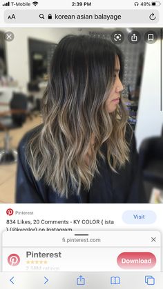 Dark At Top Light At Bottom Hair, Ombre Hair Asian, Bayalage Asian, Asian Subtle Balayage, Partial Balayage Asian Hair, Hair Color Ideas For Asian Black Hair, Asian Bronde Balayage, Reverse Balyage Long Hair Brunettes, Straight Balayage Hair