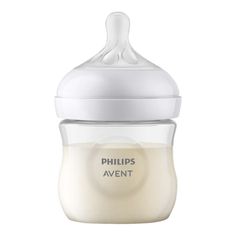 the philips avent bottle is white and has an open lid