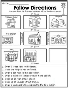 a map worksheet for children to learn how to draw and color the houses