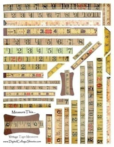 rulers and tape measures are arranged on a white background