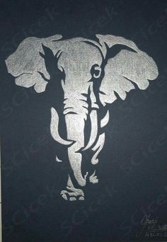 an elephant is shown on a black background