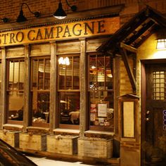 an old brick building with the words bistro campagne on it's front